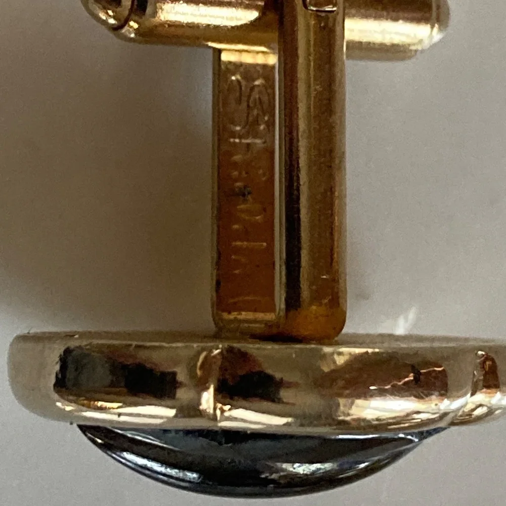 Vintage Shields Fifth Avenue Black Onyx-Style Cufflinks (Mid-1960s)